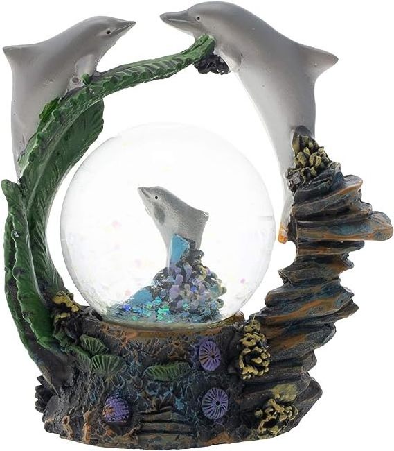 Resin coral reef dolphin animal family crystal ball music box