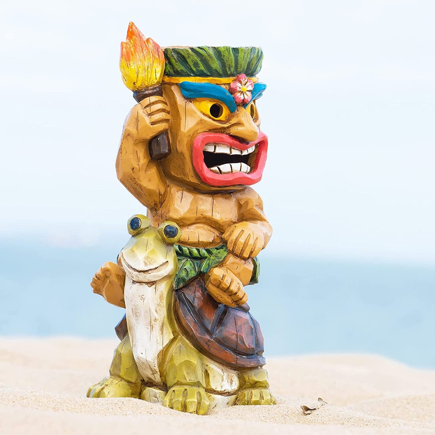 Resin Tiki solar garden statue