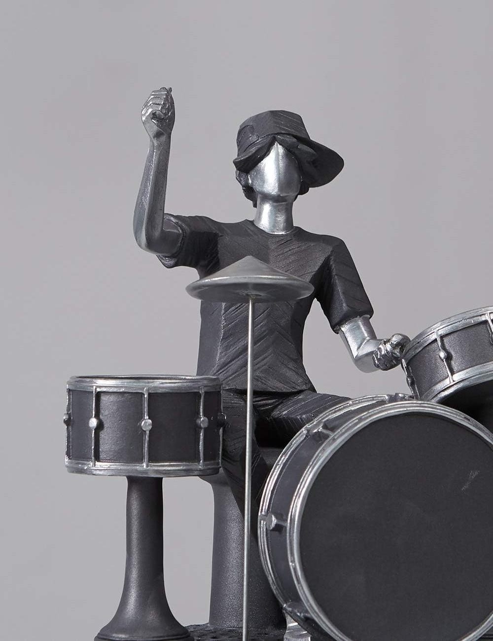 Resin wearing hat music rock boy playing drum kit table ornament statue