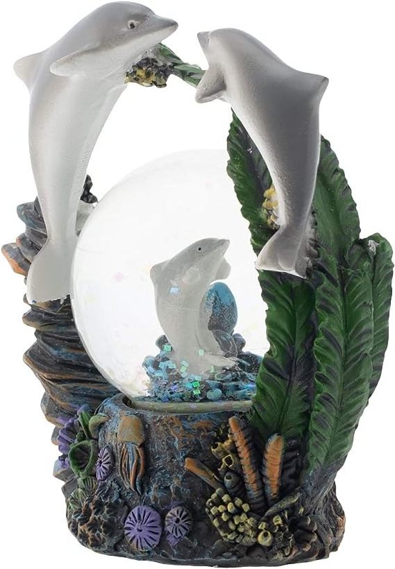 Resin coral reef dolphin animal family crystal ball music box