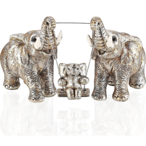 Resin silver home elephant swing home desk car crafts statue