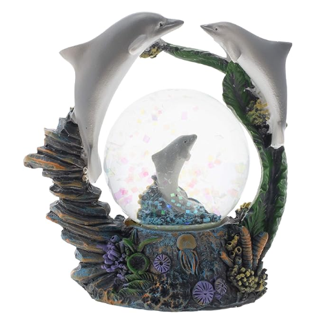 Resin coral reef dolphin animal family crystal ball music box