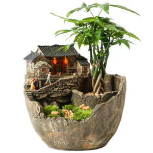 Resin Chinese style Zen rockery water house home garden statue