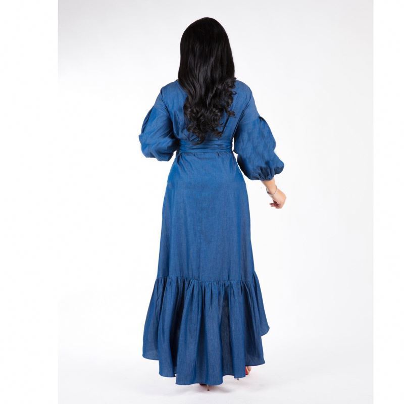 New autumn dress Latest Design Long Sleeves V Neck Jeans Dresses Women Lady Sexy Denim Dress