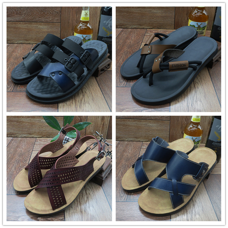 Mens Arabic Sandal For Men Custom Leather Slippers Sandals Thailand Indoor Buckle Slide Slippers Dubai