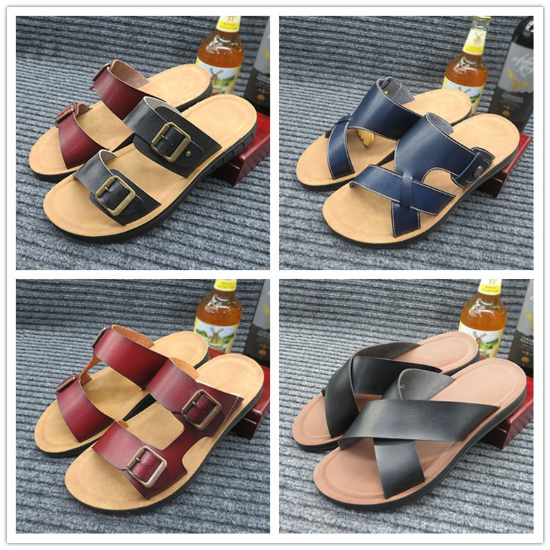 Mens Arabic Sandal For Men Custom Leather Slippers Sandals Thailand Indoor Buckle Slide Slippers Dubai