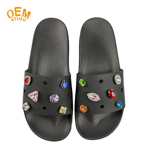 Men Hole Slide Sandals With Rhinestone Pu Hole Slides Slippers With Holes Arabic Sandals And Slippers