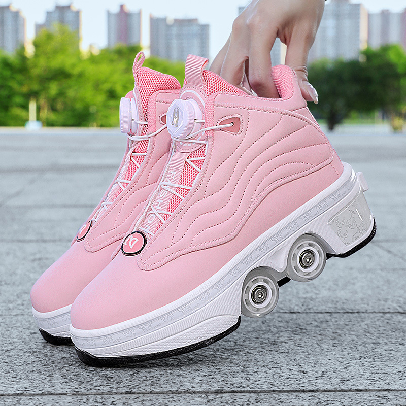 New factory direct sales deformation Christmas Birthday Children Gift four wheels Boys Girls kick roller skate shoes