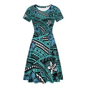 Wholesale Samoan Polynesian Traditional Tribal Print Ladies Casual Dresses Custom Dresses Women Sexy Fashion Girls Party Dresses