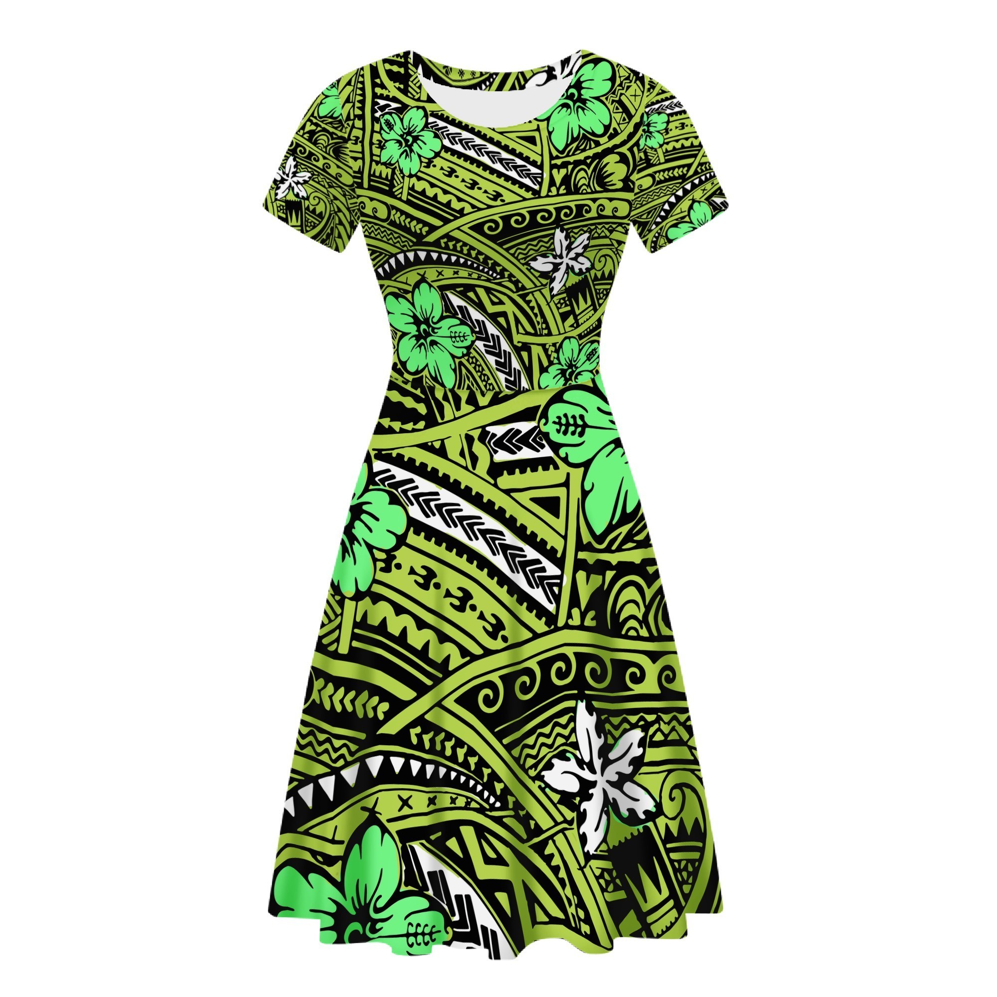 Wholesale Samoan Polynesian Traditional Tribal Print Ladies Casual Dresses Custom Dresses Women Sexy Fashion Girls Party Dresses