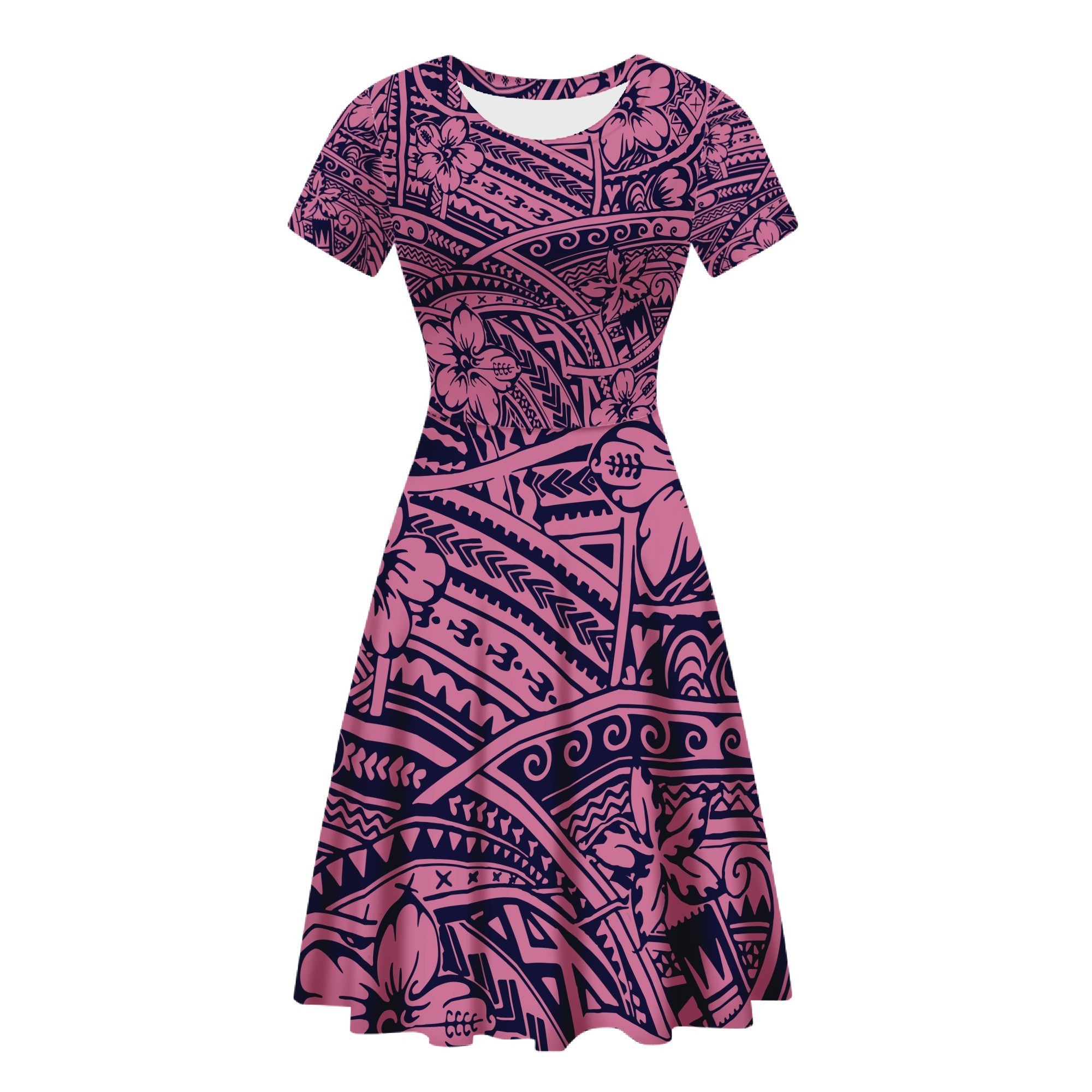 Wholesale Samoan Polynesian Traditional Tribal Print Ladies Casual Dresses Custom Dresses Women Sexy Fashion Girls Party Dresses