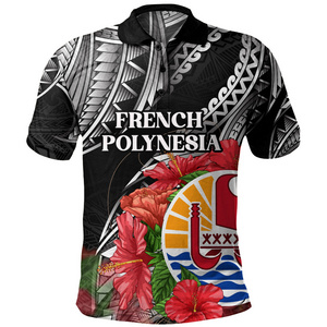 French Polynesia Custom Personalised Polo Shirt Seal Hibiscus Flowers Special Style Man Polos Drop Shipping Summer Casual Shirts