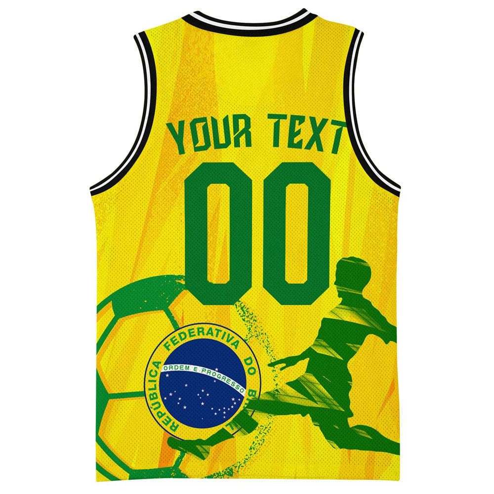 Brazil Football Basketball Children's Jersey Customized Team Number Jerseys Tops for Boys Girls Sports Wearable Game Day Outfit