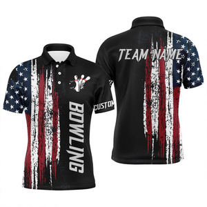 American Flag Bowling Shirt for Men Custom Design Polo Shirts Man Casual Slim Polos Drop Ship Summer Fashion Brand Male Clothing