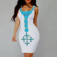 Summer Vintage Women Clothing Ethiopian Traditional Dress Sexy Sleeveless Bodycon Elegant Dresses Women Evening Ethiopian Dress