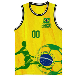 Brazil Football Basketball Children's Jersey Customized Team Number Jerseys Tops for Boys Girls Sports Wearable Game Day Outfit