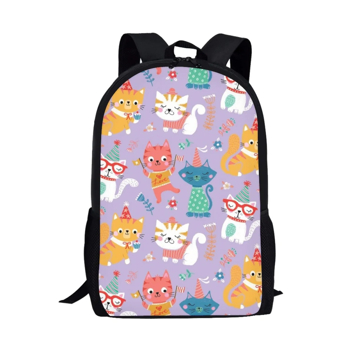 Cute Cartoon Cats Printed Backpack Boys Girls School Bags Casual Book Shoulder Bags Primary School Students Children Backpacks