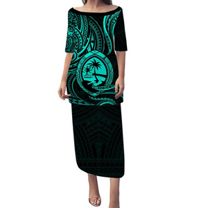 Women Two Piece Island Style Dress Polynesian Pride Guam With Tribal Tattoo Puletasi Dresses Popular Wholesale Women's Clothing