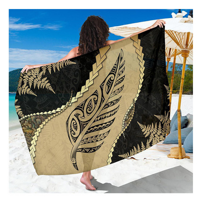 Cheap Sarongs In Bulk Custom Summer Trending Hawaiian Sarong Maori Gold Fern Sarong Cover Up Swimwear & Beachwear Wholesale