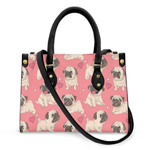 Handbags and Purses for Women Cute Pink Pug Dog Pattern Luxury PU Leather Female Small Cross Body Bags Print on Demand Bolsas