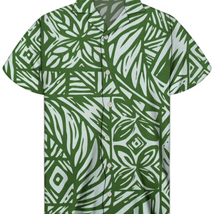 Polynesian Tapa Fabric Tattoo Pattern T shirt Men Short Sleeve Aloha Beach Hawaiian Shirts for Men Print Button Down Shirt