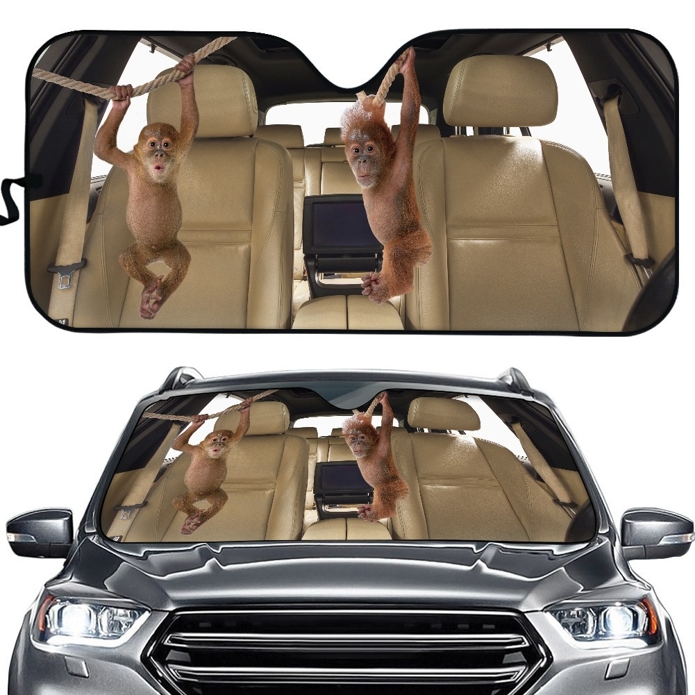 Funny Monkey Printing Car Sun Shades for Windows Windshield Sun Shade Front Window Visor Sunshade Universal Fit Protect Your Car