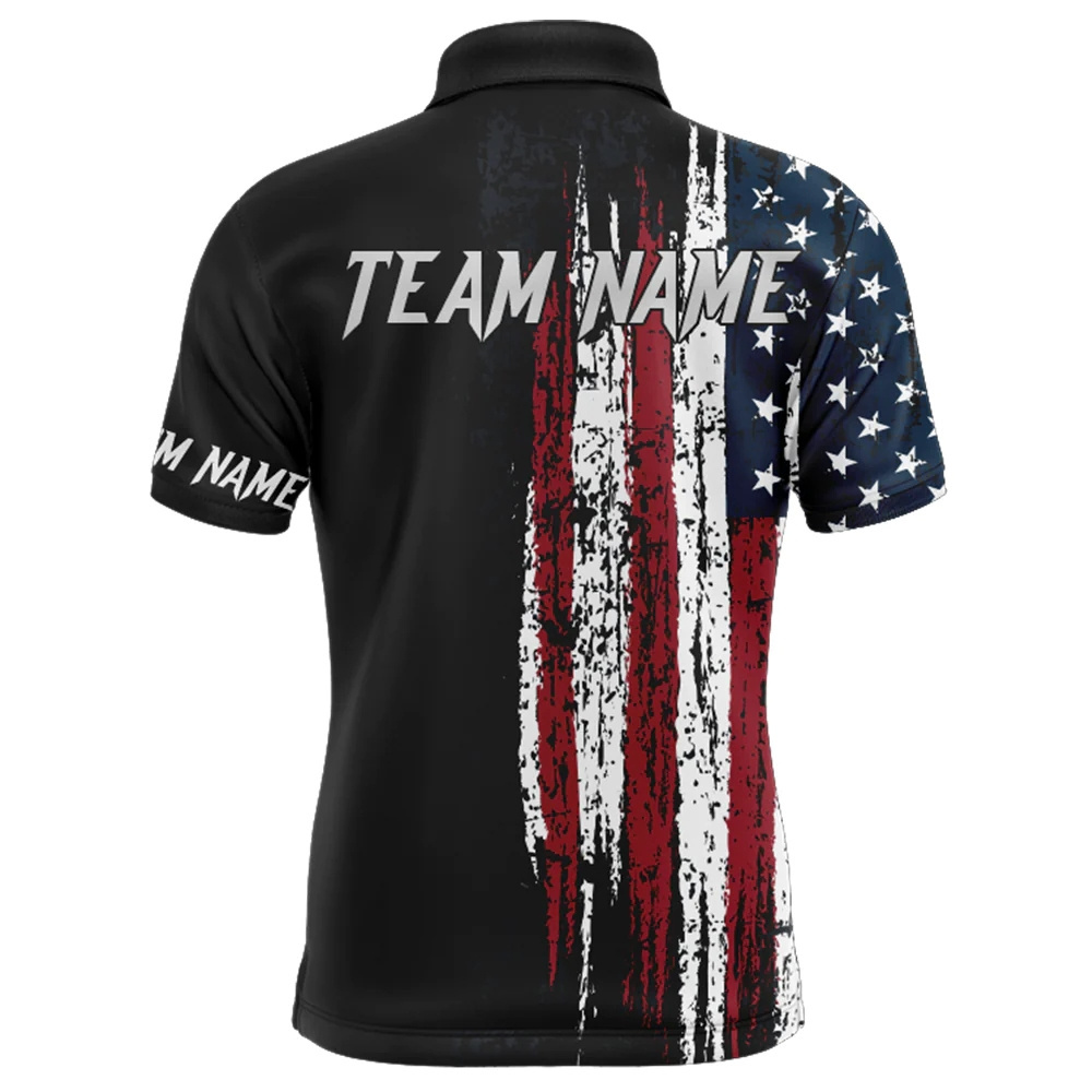 American Flag Bowling Shirt for Men Custom Design Polo Shirts Man Casual Slim Polos Drop Ship Summer Fashion Brand Male Clothing