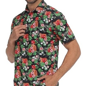 Summer Hot Sale Wholesale Loose Shirt Beach Oversize Terylene Mens Floral Hawaiian Shirts Polo Printed High Quality Rugby Shirts