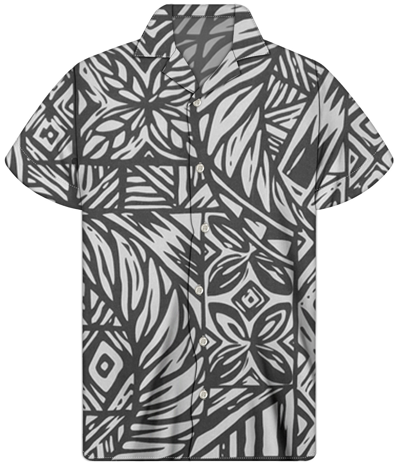 Polynesian Tapa Fabric Tattoo Pattern T shirt Men Short Sleeve Aloha Beach Hawaiian Shirts for Men Print Button Down Shirt