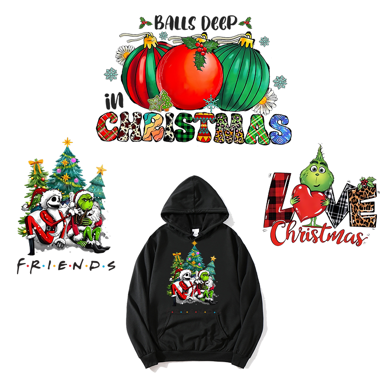 Christmas Tree Ironing Costume Santa Heat Transfer Hoodie Clothes Sticker