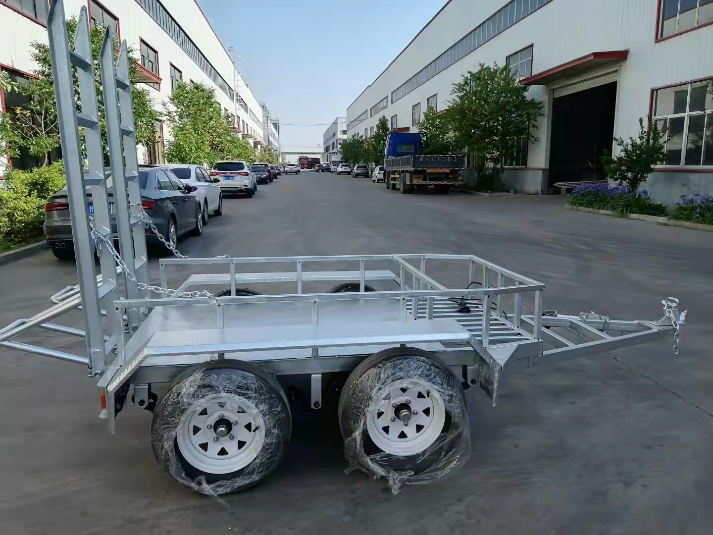 Small atv tow behind trailer telescopic climbing trailer hot dip galvanized agricultural trailer