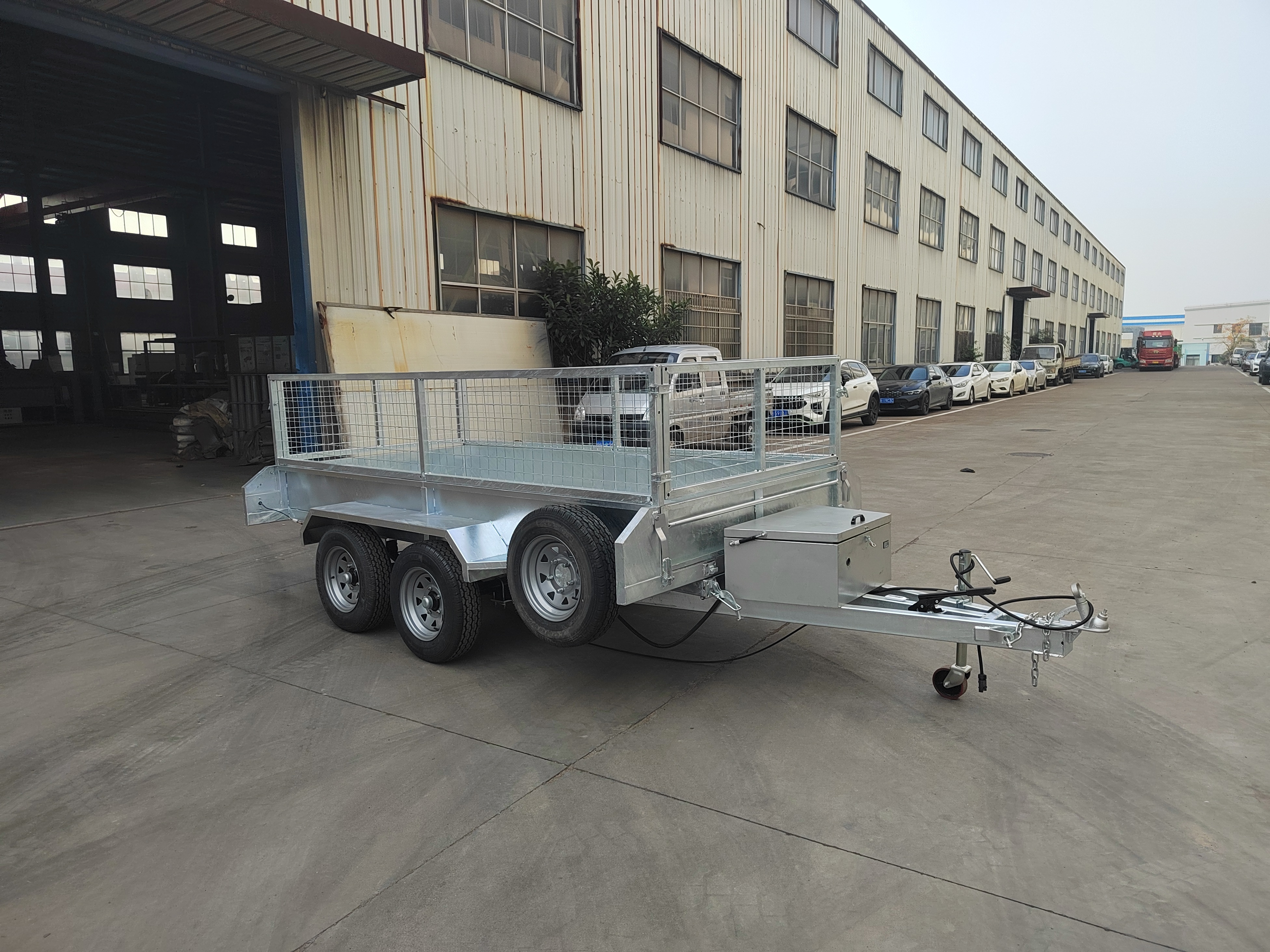 8*5 Heavy duty Hot Dipped Galvanized Farm Tandem Cargo Box Trailer with Cage