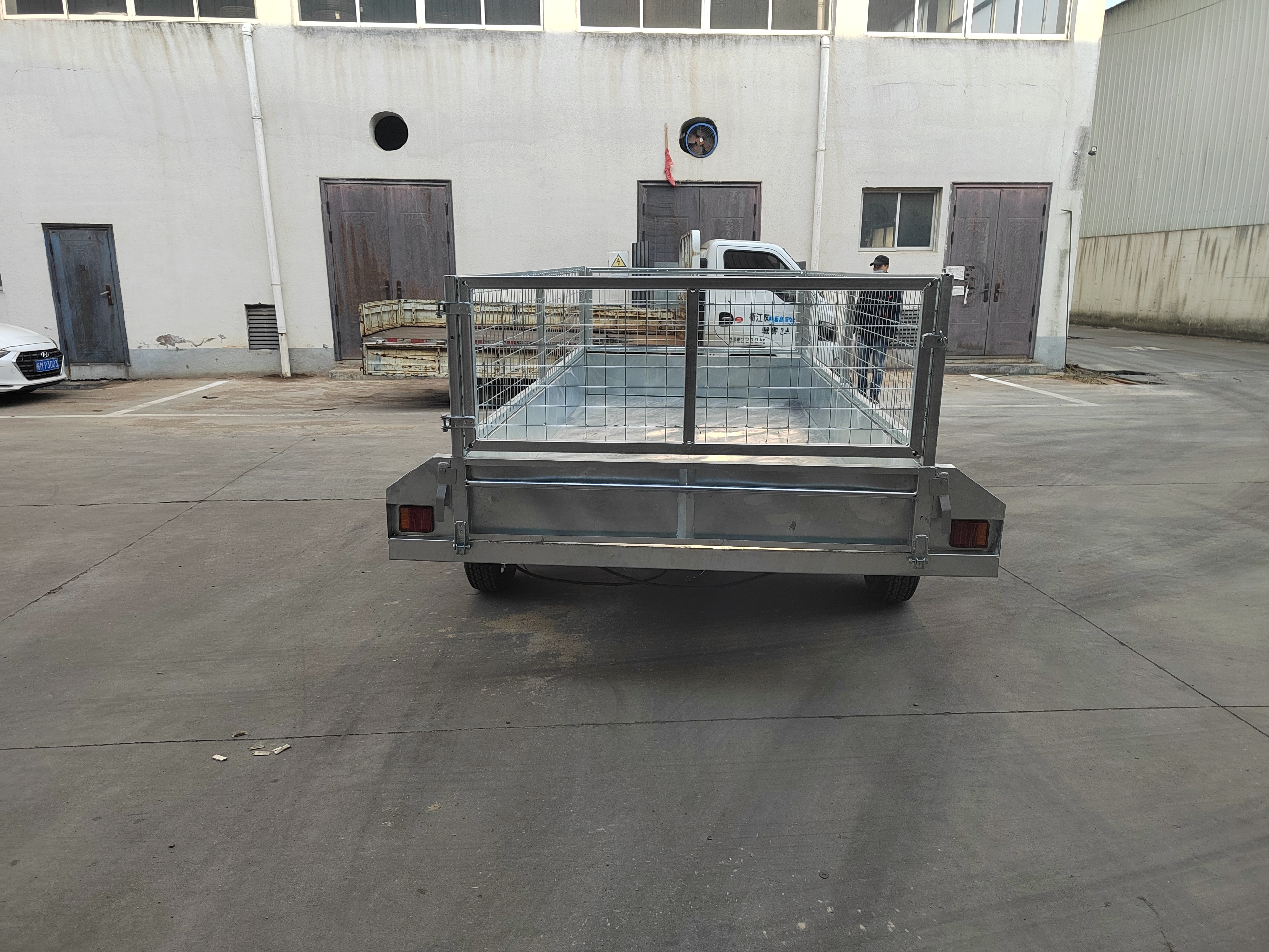 8*5 Heavy duty Hot Dipped Galvanized Farm Tandem Cargo Box Trailer with Cage