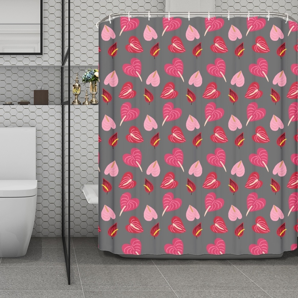 Anthurium Tailflower Personalized Customization Unique Design Print On Demand Mildew-Proof Waterproof Shower Curtains