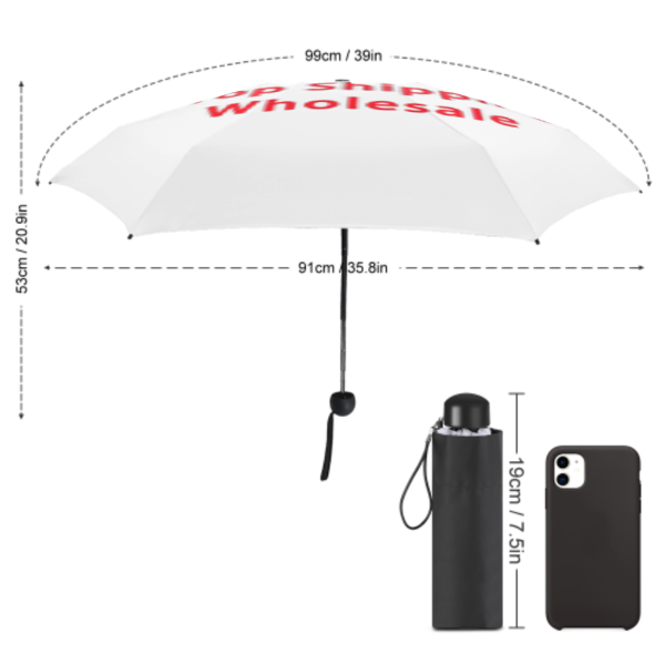 Print On Demand Pattern Black Coating UV Protection Sun Shading Umbrella Compact And Portable Five Fold Women's Umbrella