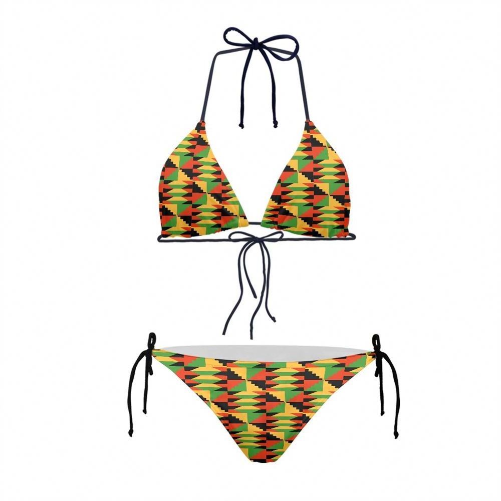 Swimsuit African Tribal Fabric Beachwear Custom Private Label Swimwear Women Sexy Bikinis OEM Ankara Wax Adults Bikini Wholesale