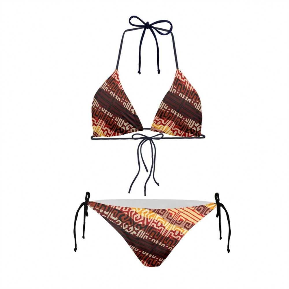 Swimsuit African Tribal Fabric Beachwear Custom Private Label Swimwear Women Sexy Bikinis OEM Ankara Wax Adults Bikini Wholesale