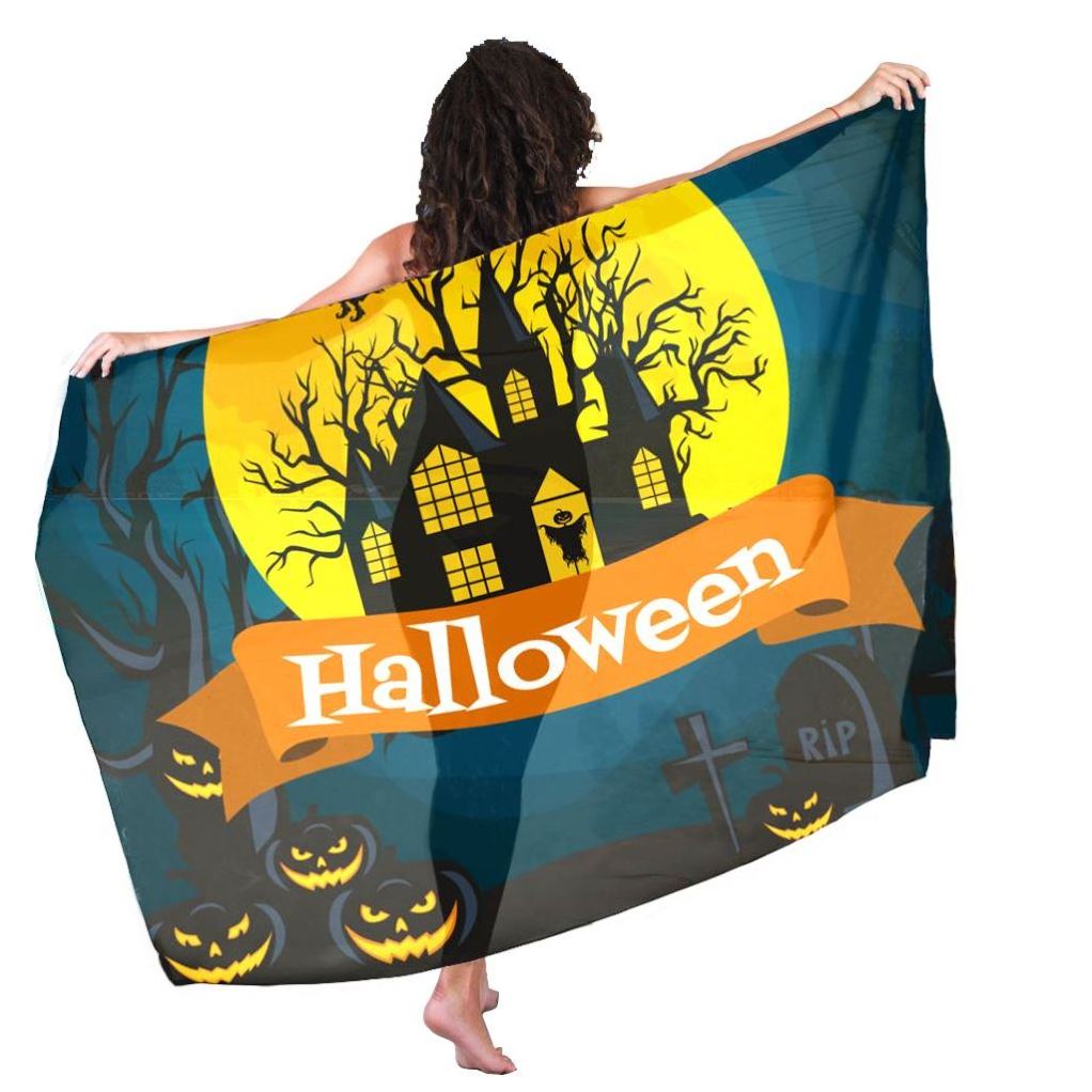 Personalized New Trend Halloween Costumes Sarong Custom Design Printing Sheer GUAM Pareo Sarongs Wrap In Bulk Halloween Sarongs