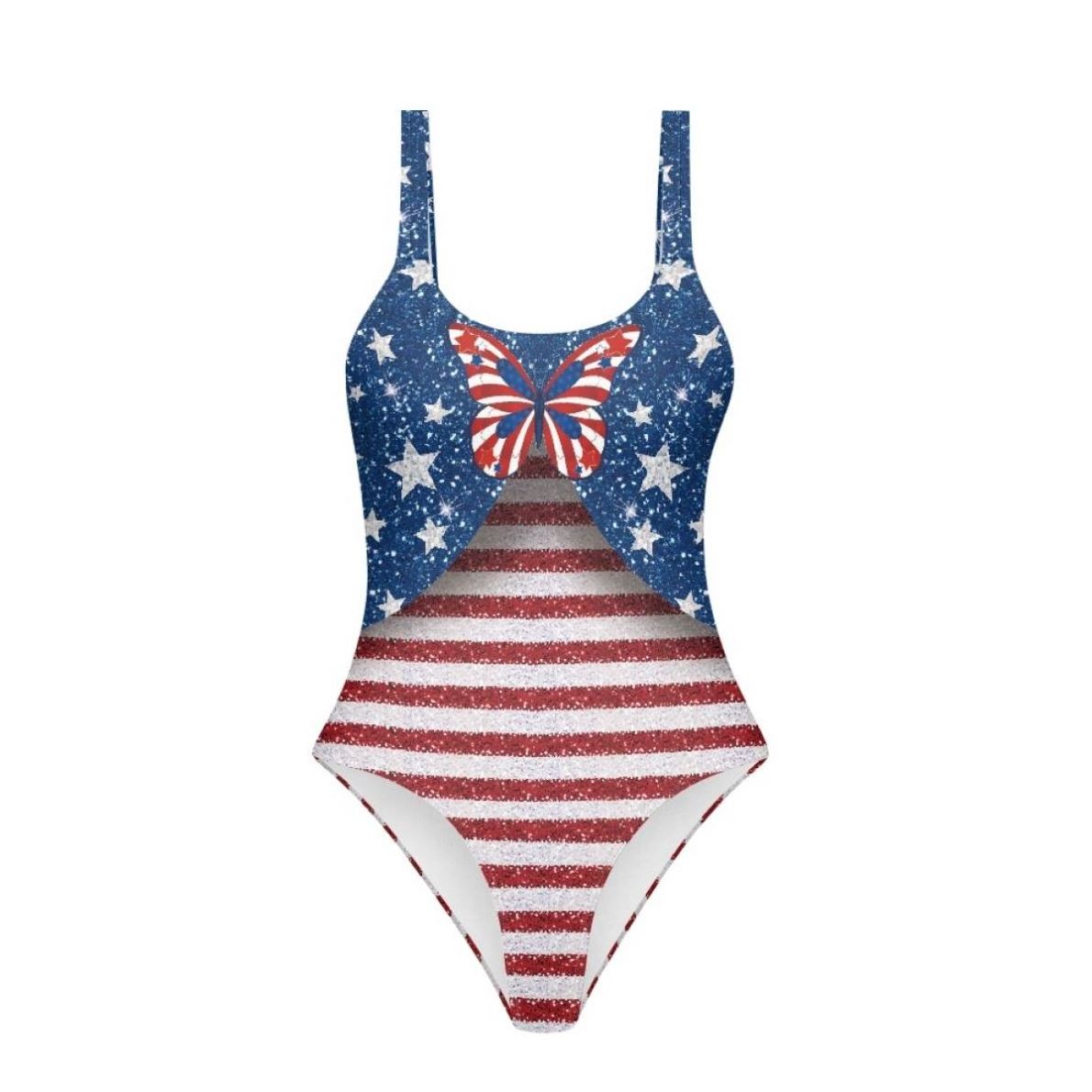 American Flag Butterfly Pattern Bikini Swimsuit Sexy Beach Travel Swimsuit Cheap Wholesale Women's Push Up Tank Top Bikini New