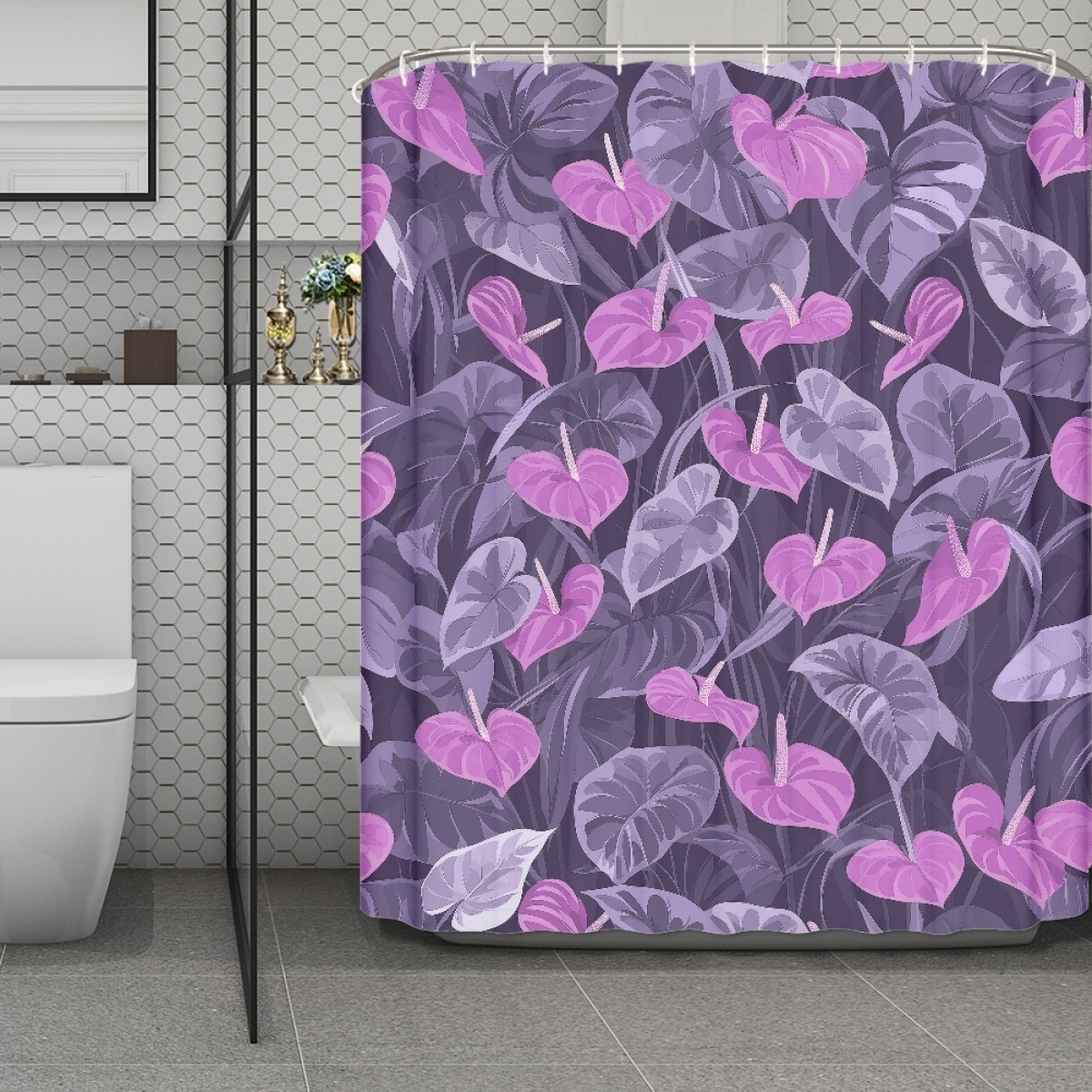 Anthurium Tailflower Personalized Customization Unique Design Print On Demand Mildew-Proof Waterproof Shower Curtains