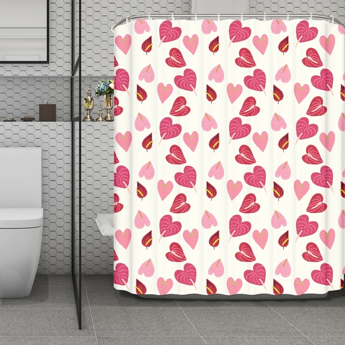 Anthurium Tailflower Personalized Customization Unique Design Print On Demand Mildew-Proof Waterproof Shower Curtains