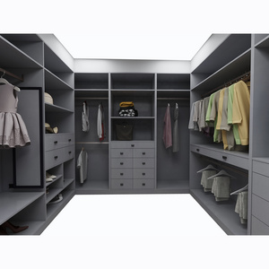 Grey color Walk in closet  Morden design High quality customized size  wardrobe