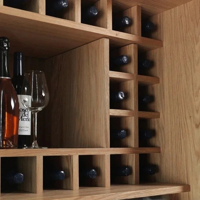 Lacquered Solid Wood With Led Lighting Minimalist Modern Wine Bar Cabinet