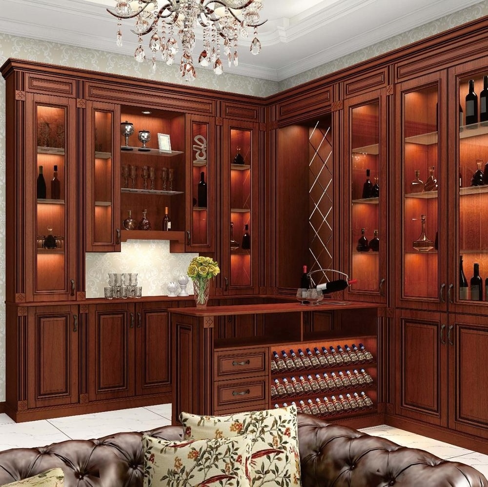 Customized home furniture wooden antique liquor wine cabinet  for storage