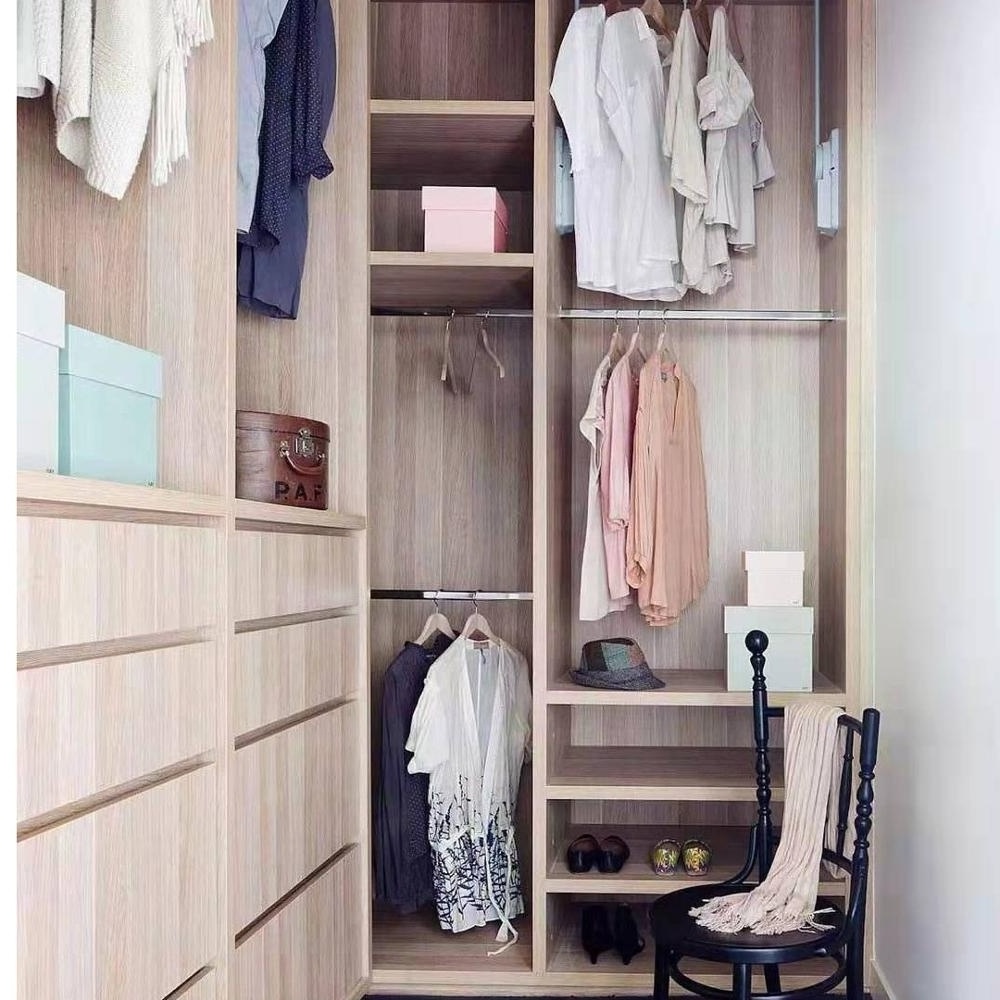 custom multi colours combination open solid wood modular bedroom wall wardrobe with drawer and storage