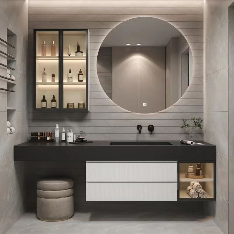 Modern Minimalist Design Multifunctional Pvc Floating Vanity Bathroom Vanity Cabinet