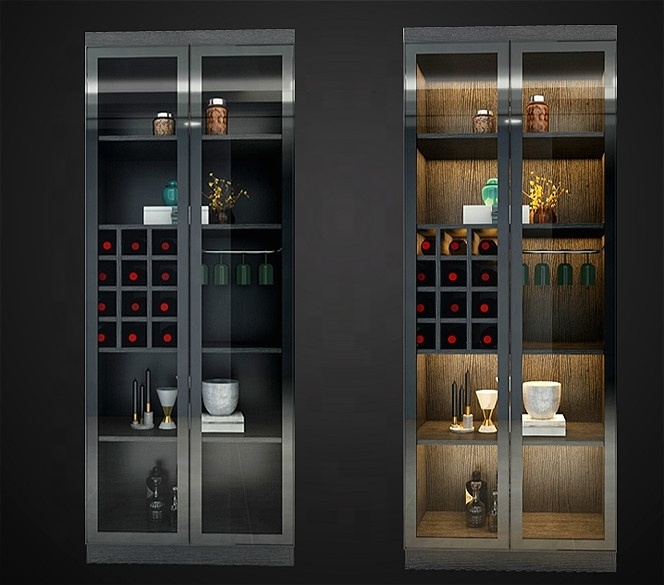 Living room dining room home modern light luxury simple high-end wall multi-function side cabinet glass red wine cabinet