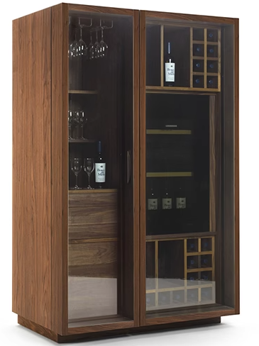 Lacquered Solid Wood With Led Lighting Minimalist Modern Wine Bar Cabinet