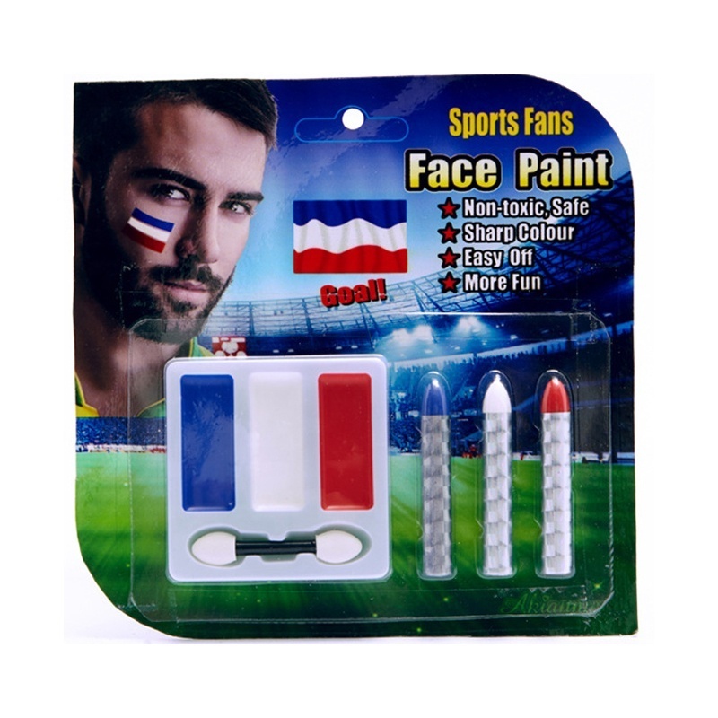 Fan Face Paint Pens Flags Brush Set with Crayon for Sport Football Competitive Game Celebrate