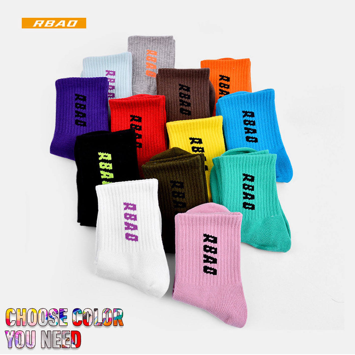 Wholesale high quality cotton running oem socks candy color calcetines al por mayor crew custom design men sport sock